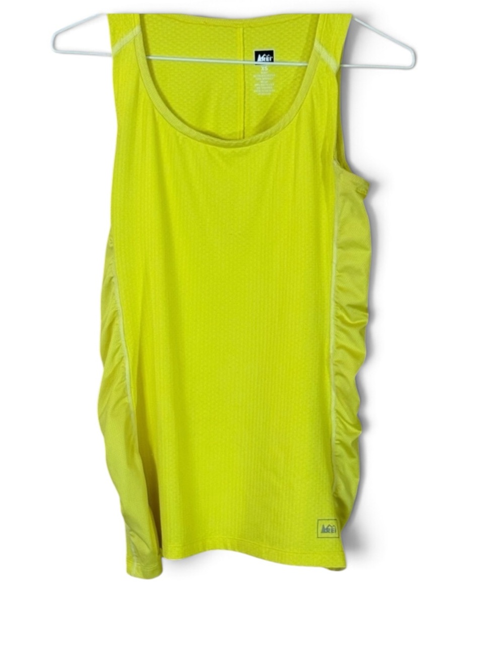 REI Women's Bright Yellow Athletic Scrunch Sides Tank Top